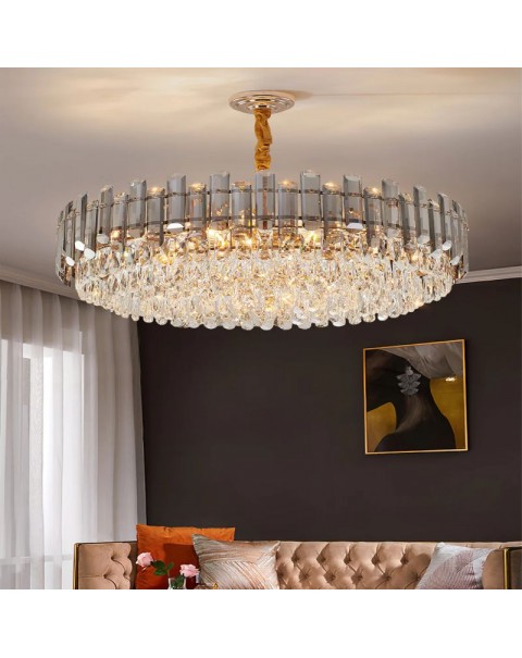 Light luxury crystal chandelier living room lights modern simple French cream wind dining room bedroom whole house package combination lamps and lanterns