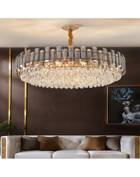 Light luxury crystal chandelier living room lights modern simple French cream wind dining room bedroom whole house package combination lamps and lanterns