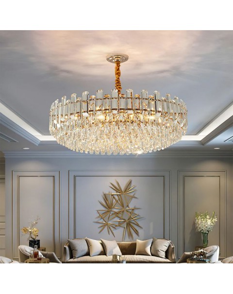 Light luxury crystal chandelier living room lights modern simple French cream wind dining room bedroom whole house package combination lamps and lanterns