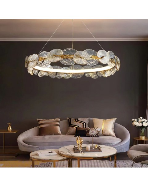 Scandinavian post-modern water lily design glass chandelier living room atmosphere main lamp bedroom study creative LED dimmable light