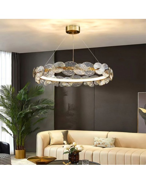 Scandinavian post-modern water lily design glass chandelier living room atmosphere main lamp bedroom study creative LED dimmable light