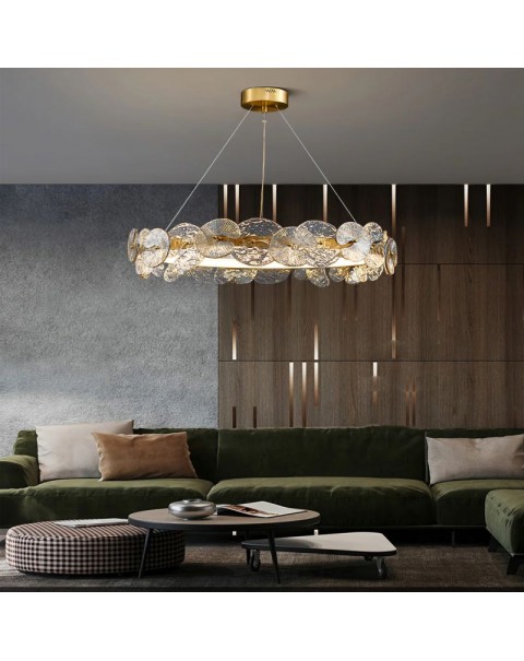 Scandinavian post-modern water lily design glass chandelier living room atmosphere main lamp bedroom study creative LED dimmable light