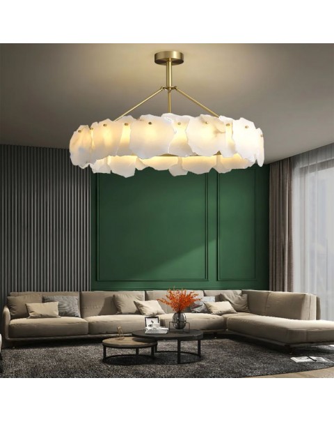 New Chinese-style living room chandelier Chinese style simple light luxury copper marble dining room bedroom Zen upscale villa push