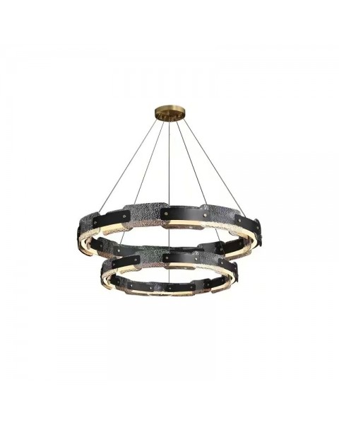 Post-modern light luxury living room glass chandelier designer round model house lamps and lanterns bedroom ring creative lamps and lanterns