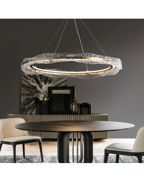 Modern light luxury living room master light Italian upscale dining room bedroom circular glass designer atmosphere full copper chandelier