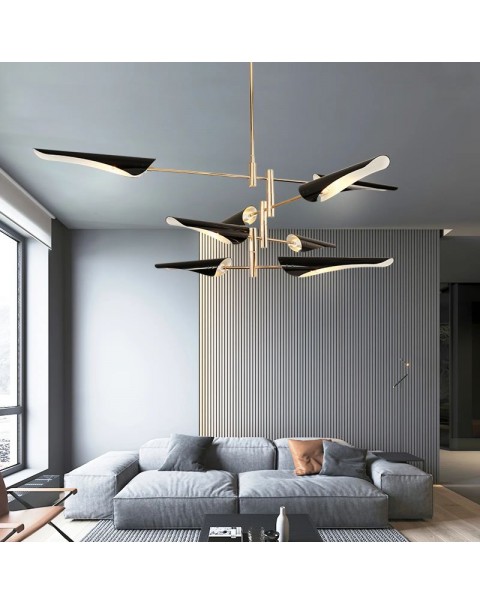 Netflix Scandinavian fashion simple modern living room industrial style designer store metal iron creative slant mouth chandelier