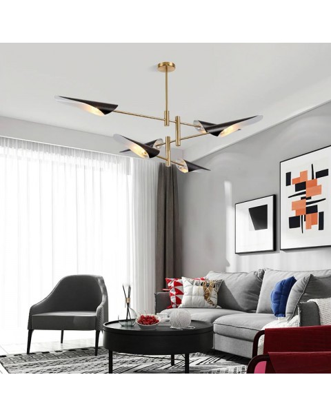 Netflix Scandinavian fashion simple modern living room industrial style designer store metal iron creative slant mouth chandelier