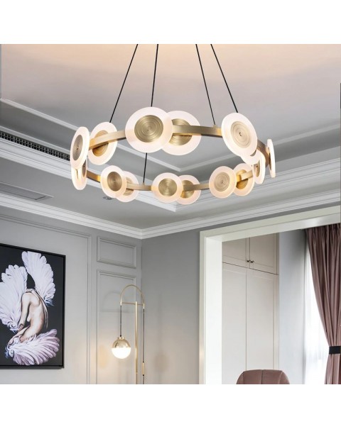 Italian designer light luxury all copper chandelier acrylic flying saucer living room dining room bedroom study house mother series light