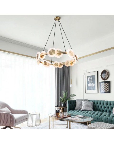 Italian designer light luxury all copper chandelier acrylic flying saucer living room dining room bedroom study house mother series light