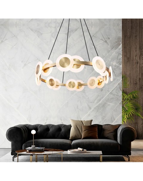 Italian designer light luxury all copper chandelier acrylic flying saucer living room dining room bedroom study house mother series light