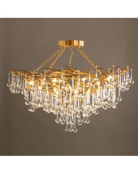 Full copper living room crystal chandelier Italian modern light luxury villa luxury creative dining room lights designer bedroom lights