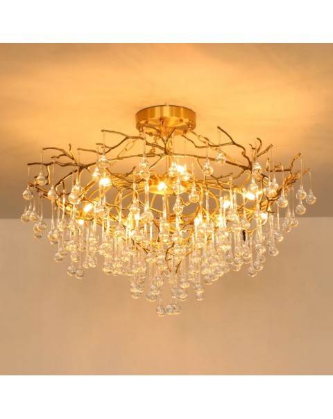 Full copper living room crystal chandelier Italian modern light luxury villa luxury creative dining room lights designer bedroom lights