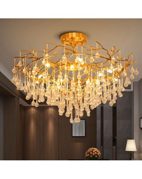 Full copper living room crystal chandelier Italian modern light luxury villa luxury creative dining room lights designer bedroom lights