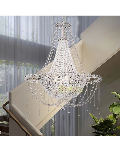 Italian light luxury French crystal living room chandelier hotel restaurant villa duplex designer bedroom ceiling light