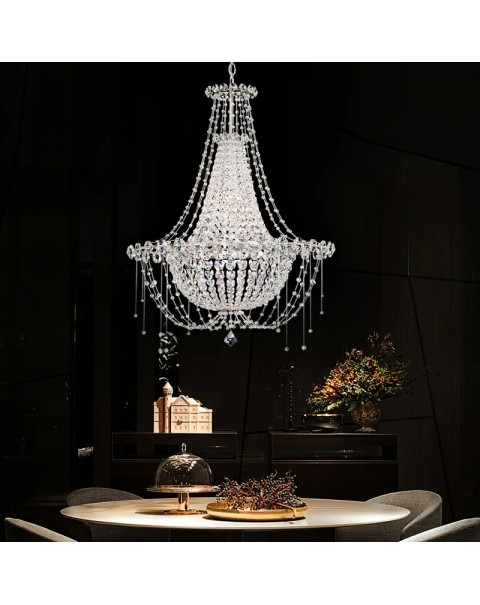 Italian light luxury French crystal living room chandelier hotel restaurant villa duplex designer bedroom ceiling light