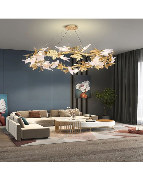 Full copper Scandinavian post-modern crystal designer personalized clothing store creative villa hotel maple model room chandelier