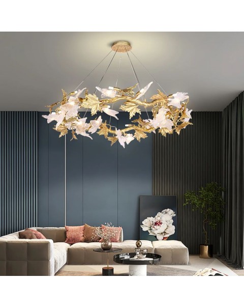 Full copper Scandinavian post-modern crystal designer personalized clothing store creative villa hotel maple model room chandelier