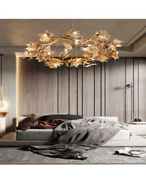 Full copper Scandinavian post-modern crystal designer personalized clothing store creative villa hotel maple model room chandelier