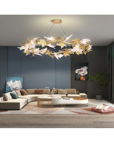 Full copper Scandinavian post-modern crystal designer personalized clothing store creative villa hotel maple model room chandelier