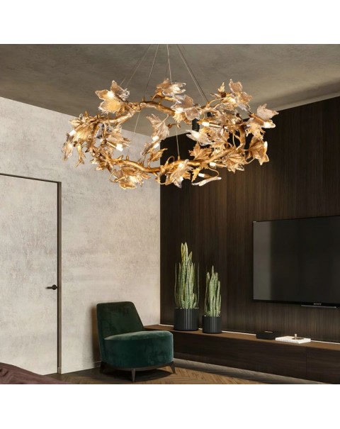 Full copper Scandinavian post-modern crystal designer personalized clothing store creative villa hotel maple model room chandelier