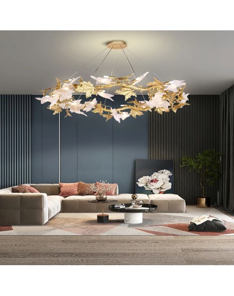 Full copper Scandinavian post-modern crystal designer personalized clothing store creative villa hotel maple model room chandelier