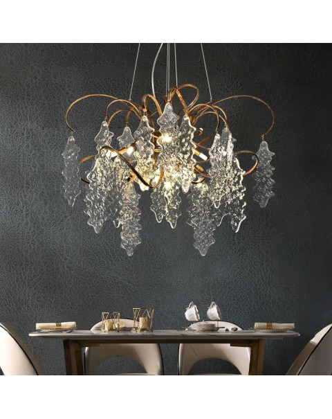 All copper modern light luxury living room chandelier American bedroom crystal lamp villa simple atmosphere art creative dining room light