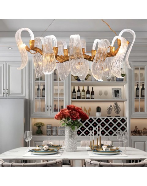 Modern light luxury copper dining room chandelier crystal lamp creative villa tea room luxury atmosphere bar island table lamps