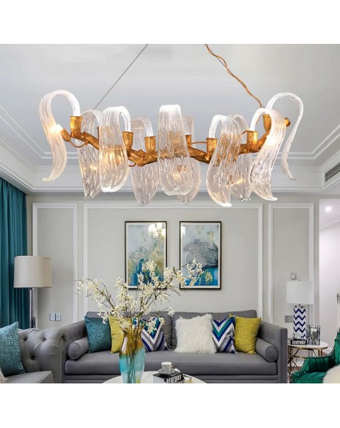 Modern light luxury copper dining room chandelier crystal lamp creative villa tea room luxury atmosphere bar island table lamps