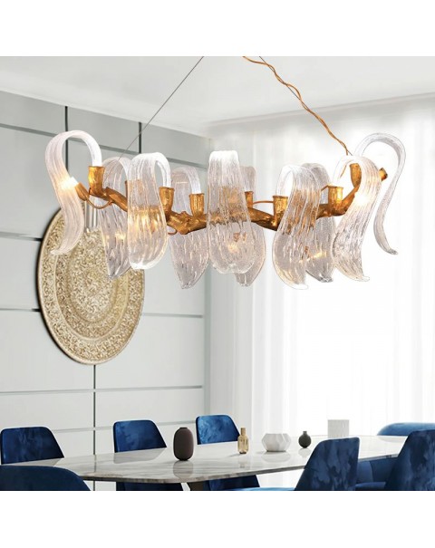 Modern light luxury copper dining room chandelier crystal lamp creative villa tea room luxury atmosphere bar island table lamps