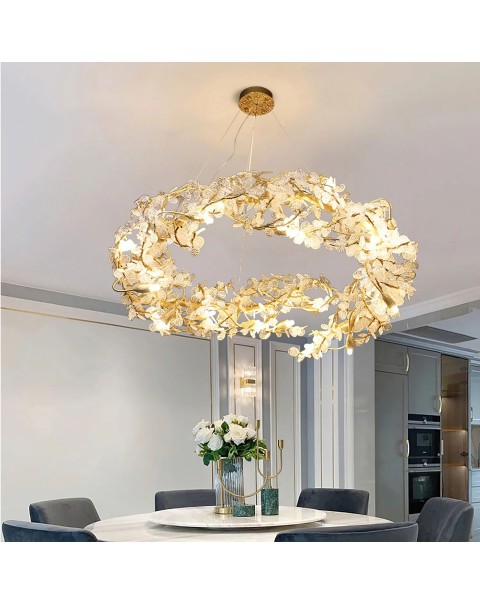 Light luxury high-end full copper crystal lamp living room main lamp post-modern American European creative personality art branch chandelier