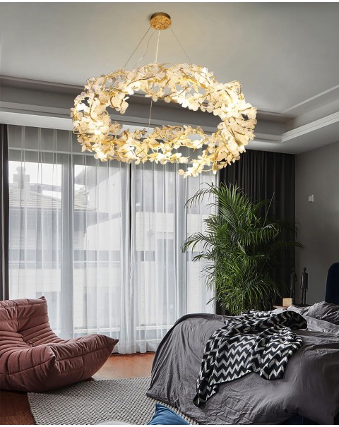 Light luxury high-end full copper crystal lamp living room main lamp post-modern American European creative personality art branch chandelier