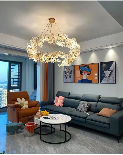 Light luxury high-end full copper crystal lamp living room main lamp post-modern American European creative personality art branch chandelier