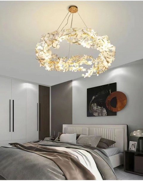 Light luxury high-end full copper crystal lamp living room main lamp post-modern American European creative personality art branch chandelier