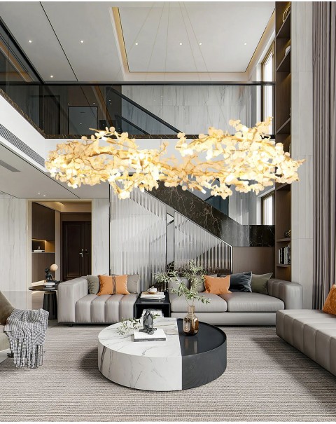 Light luxury high-end full copper crystal lamp living room main lamp post-modern American European creative personality art branch chandelier