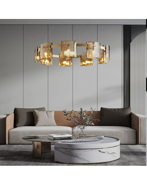 Italian minimalist living room chandelier modern simple high-end round full spectrum Scandinavian design glass bedroom light