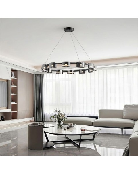 Italian minimalist living room chandelier modern simple high-end round full spectrum Scandinavian design glass bedroom light