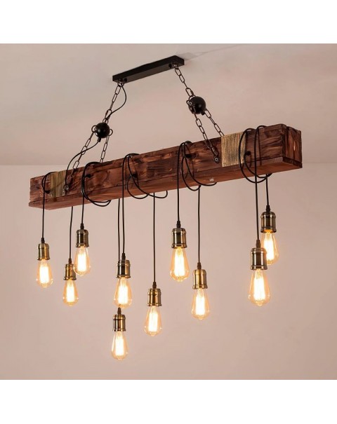 Industrial style solid wood chandelier restaurant cafe bar retro nostalgia bar boat wood American lamps and lanterns