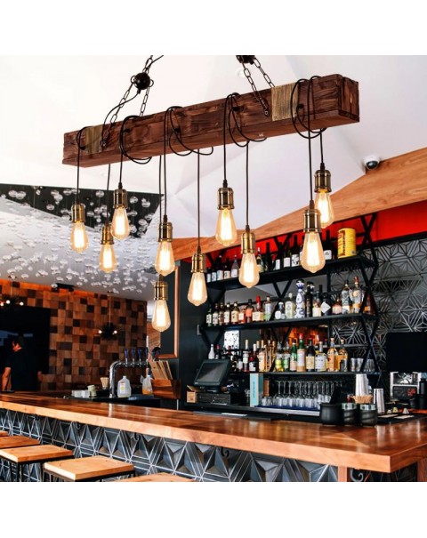 Industrial style solid wood chandelier restaurant cafe bar retro nostalgia bar boat wood American lamps and lanterns