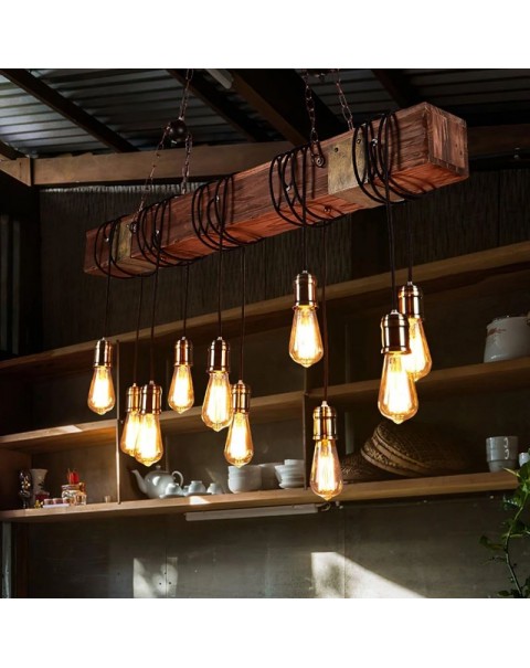 Industrial style solid wood chandelier restaurant cafe bar retro nostalgia bar boat wood American lamps and lanterns