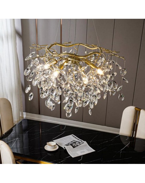 Flower series French light luxury copper crystal chandelier living room dining room bedroom chandelier combination with packages for home use