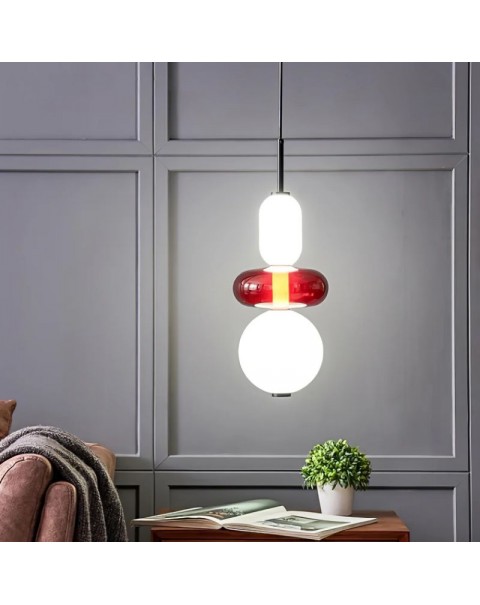 Memphis Stained Glass Dining Room Pendant Lights Scandinavian Italian Designer Model House Dining Table Bar Cafe Lights