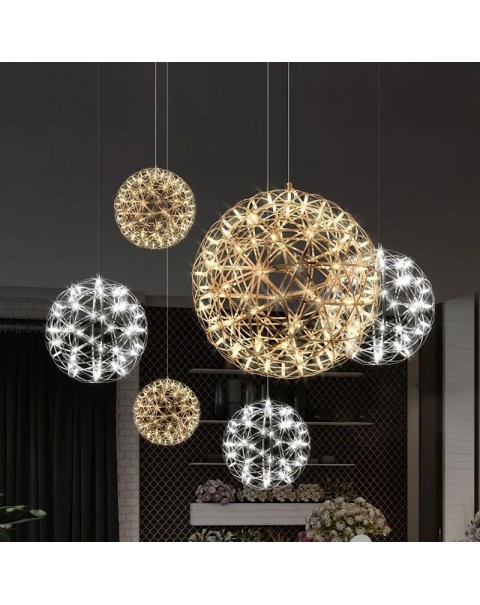 Industrial style creative personality ball lamps and lanterns Netflix clothing store milk tea bar staircase window sparkle ball chandelier