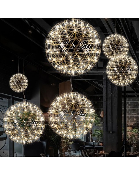 Industrial style creative personality ball lamps and lanterns Netflix clothing store milk tea bar staircase window sparkle ball chandelier