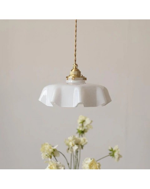 French vintage brass bedside chandelier rechargeable wire-free Japanese B&B restaurant bar cream wind flower chandelier