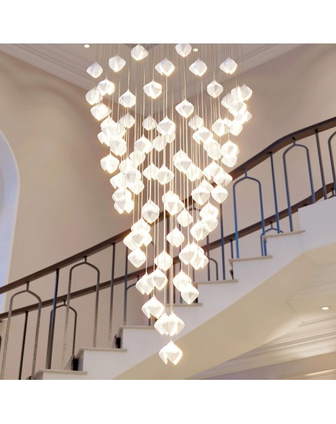 UK Bloom Villa Duplex Overhead Living Room Apartment Restaurant Hotel Magnolia Flower Lobby Staircase Long Chandelier