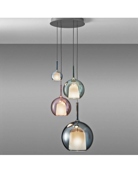 Scandinavian Italian designer PENTAGLO restaurant bar bubble glass multi-head combination staircase long small chandelier