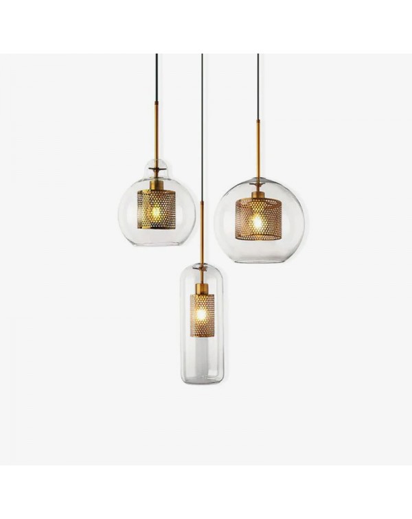 Scandinavian glass orb single head chandelier crea...