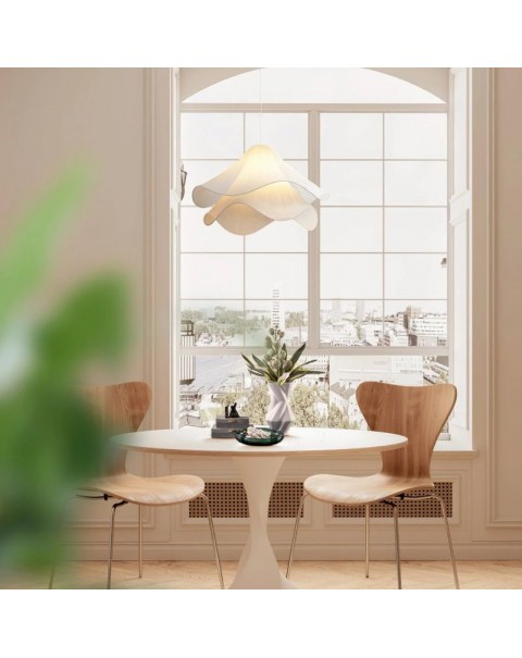 Creative personality simple modern dining room living room bedroom French warm Scandinavian fabric advanced sense of cream wind chandelier