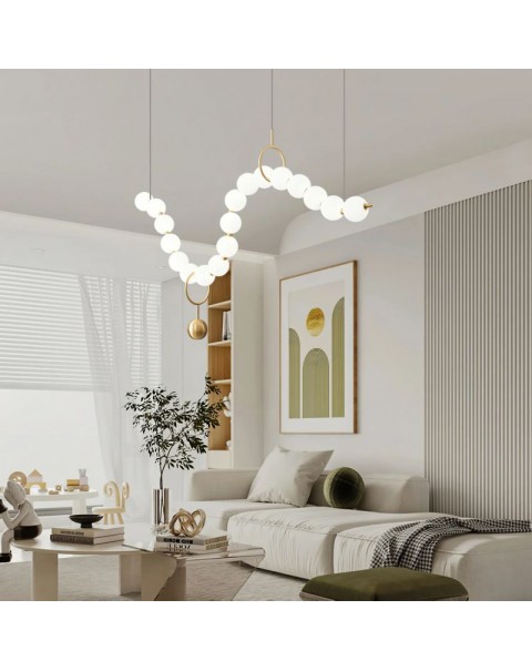 Cream wind pearl dining room chandelier post-modern minimalist light luxury creative bar table designer long dining room light