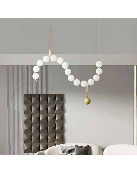 Cream wind pearl dining room chandelier post-modern minimalist light luxury creative bar table designer long dining room light